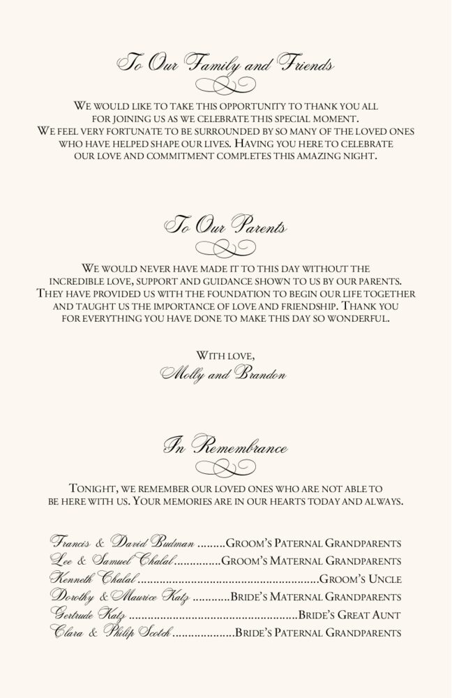 Me She Barach Jewish Wedding Programs and Jewish Program Wording